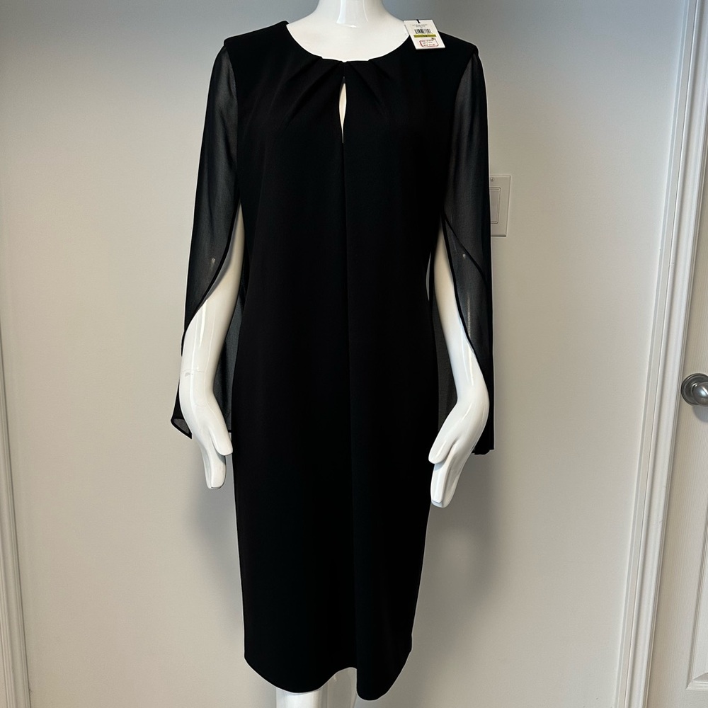 Calvin Klein Black Dress with Sheer Sleeves